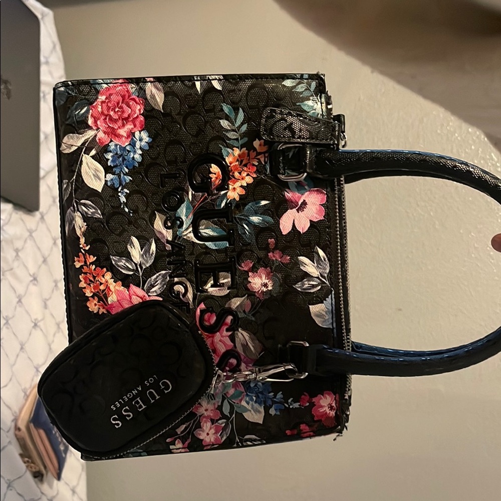 GUESS Floral Black Handbag